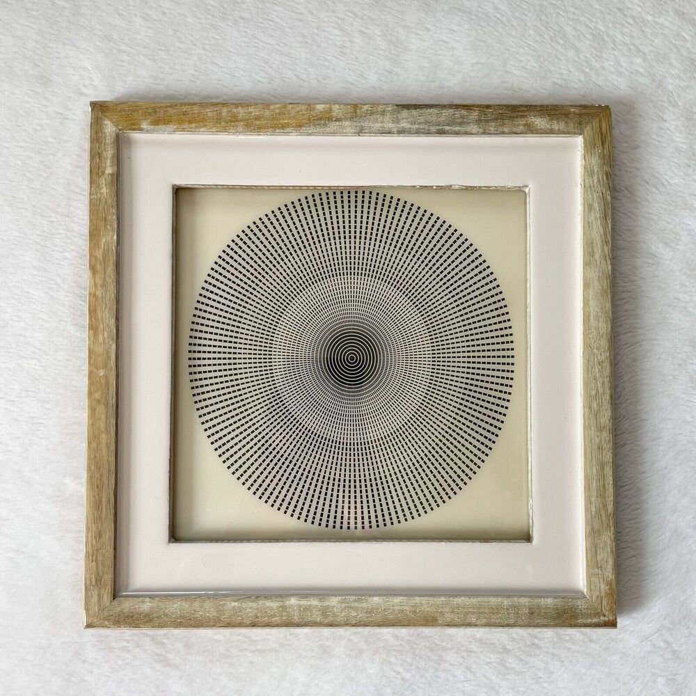 Abstract Geometric Wood Frame Enamel Picture Wall Accents